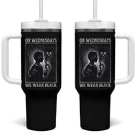 On Wednesdays We Wear Black Tumbler With Handle Tarot Card Goth Halloween - Wonder Print Shop