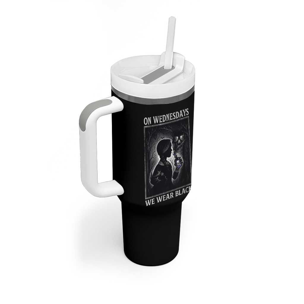 On Wednesdays We Wear Black Tumbler With Handle Tarot Card Goth Halloween - Wonder Print Shop
