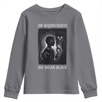 On Wednesdays We Wear Black Youth Sweatshirt Tarot Card Goth Halloween - Wonder Print Shop