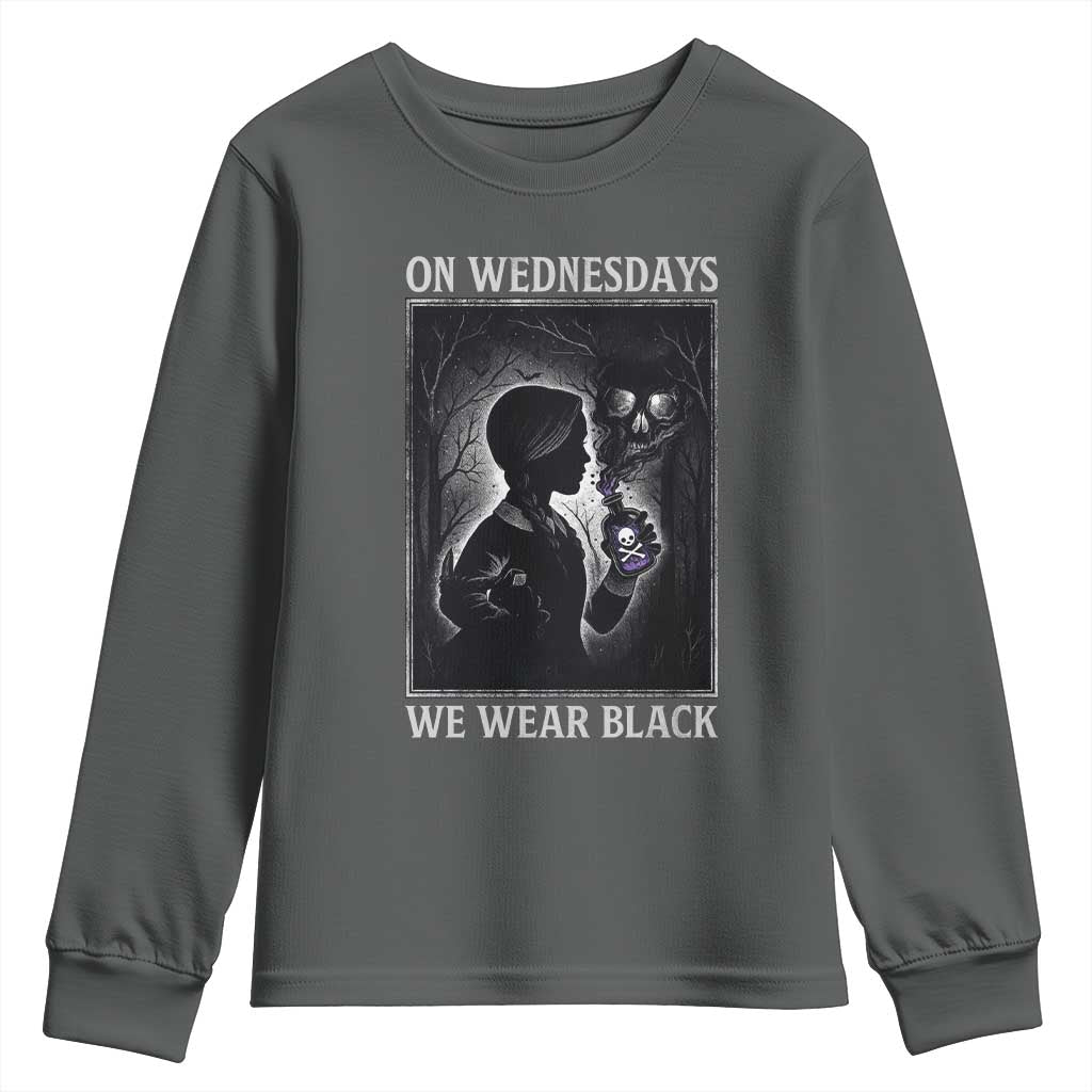 On Wednesdays We Wear Black Youth Sweatshirt Tarot Card Goth Halloween - Wonder Print Shop