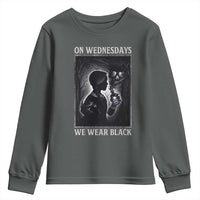 On Wednesdays We Wear Black Youth Sweatshirt Tarot Card Goth Halloween - Wonder Print Shop