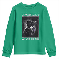 On Wednesdays We Wear Black Youth Sweatshirt Tarot Card Goth Halloween - Wonder Print Shop