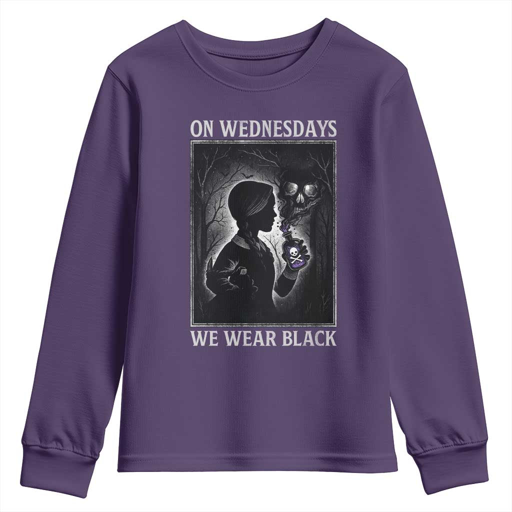 On Wednesdays We Wear Black Youth Sweatshirt Tarot Card Goth Halloween - Wonder Print Shop