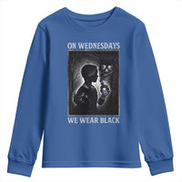 On Wednesdays We Wear Black Youth Sweatshirt Tarot Card Goth Halloween - Wonder Print Shop