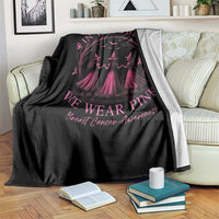 In October We Wear Pink Witches Throw Blanket Spooky Breast Cancer Witch Halloween Pink Ribbon - Wonder Print Shop