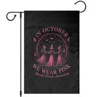 In October We Wear Pink Witches Garden Flag Spooky Breast Cancer Witch Halloween Pink Ribbon - Wonder Print Shop