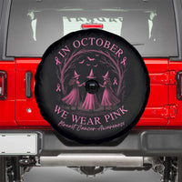 In October We Wear Pink Witches Spare Tire Cover Spooky Breast Cancer Witch Halloween Pink Ribbon - Wonder Print Shop