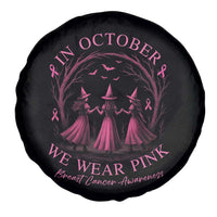 In October We Wear Pink Witches Spare Tire Cover Spooky Breast Cancer Witch Halloween Pink Ribbon - Wonder Print Shop
