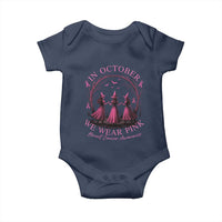 In October We Wear Pink Witches Baby Onesie Spooky Breast Cancer Witch Halloween Pink Ribbon - Wonder Print Shop