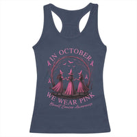 In October We Wear Pink Witches Racerback Tank Top Spooky Breast Cancer Witch Halloween Pink Ribbon - Wonder Print Shop