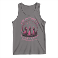 In October We Wear Pink Witches Tank Top Spooky Breast Cancer Witch Halloween Pink Ribbon - Wonder Print Shop
