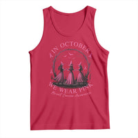 In October We Wear Pink Witches Tank Top Spooky Breast Cancer Witch Halloween Pink Ribbon - Wonder Print Shop