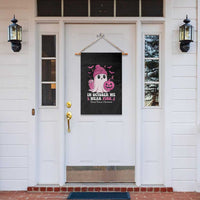 In October We Wear Pink Ghost Garden Flag Halloween Breast Cancer Pink Ribbon Pumpkin - Wonder Print Shop