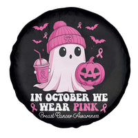 In October We Wear Pink Ghost Spare Tire Cover Halloween Breast Cancer Pink Ribbon Pumpkin - Wonder Print Shop