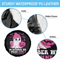 In October We Wear Pink Ghost Spare Tire Cover Halloween Breast Cancer Pink Ribbon Pumpkin - Wonder Print Shop