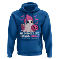 In October We Wear Pink Ghost Hoodie Halloween Breast Cancer Pink Ribbon Pumpkin - Wonder Print Shop