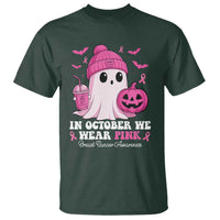 In October We Wear Pink Ghost T Shirt Halloween Breast Cancer Pink Ribbon Pumpkin - Wonder Print Shop