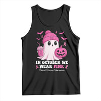 In October We Wear Pink Ghost Tank Top Halloween Breast Cancer Pink Ribbon Pumpkin - Wonder Print Shop