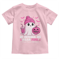In October We Wear Pink Ghost Toddler T Shirt Halloween Breast Cancer Pink Ribbon Pumpkin - Wonder Print Shop