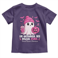 In October We Wear Pink Ghost Toddler T Shirt Halloween Breast Cancer Pink Ribbon Pumpkin - Wonder Print Shop