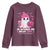 In October We Wear Pink Ghost Youth Sweatshirt Halloween Breast Cancer Pink Ribbon Pumpkin - Wonder Print Shop