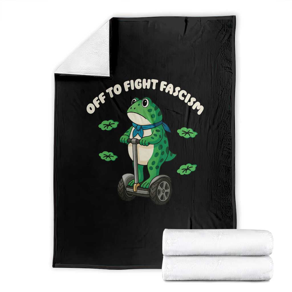 Portland Frog Throw Blanket Off to Fight Fascism Inflatable Costume Protest - Wonder Print Shop