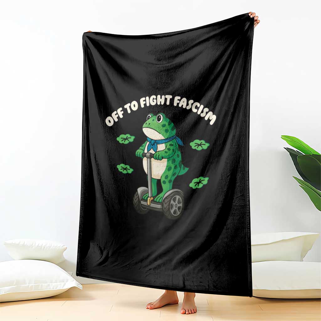 Portland Frog Throw Blanket Off to Fight Fascism Inflatable Costume Protest - Wonder Print Shop