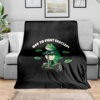 Portland Frog Throw Blanket Off to Fight Fascism Inflatable Costume Protest - Wonder Print Shop
