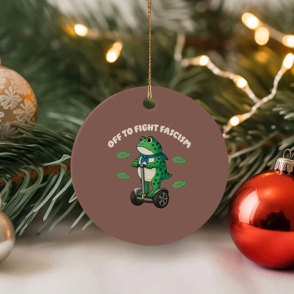 Portland Frog Ceramic Ornament Off to Fight Fascism Inflatable Costume Protest - Wonder Print Shop