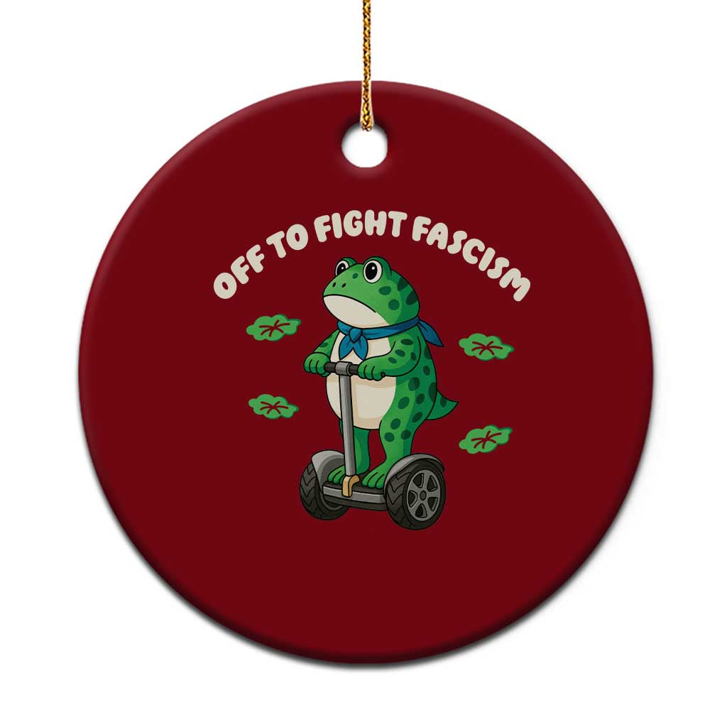 Portland Frog Ceramic Ornament Off to Fight Fascism Inflatable Costume Protest - Wonder Print Shop