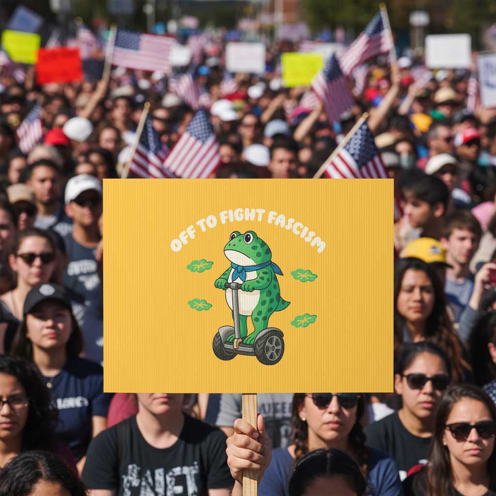 Portland Frog Protest Sign Off to Fight Fascism Inflatable Costume Protest - Wonder Print Shop