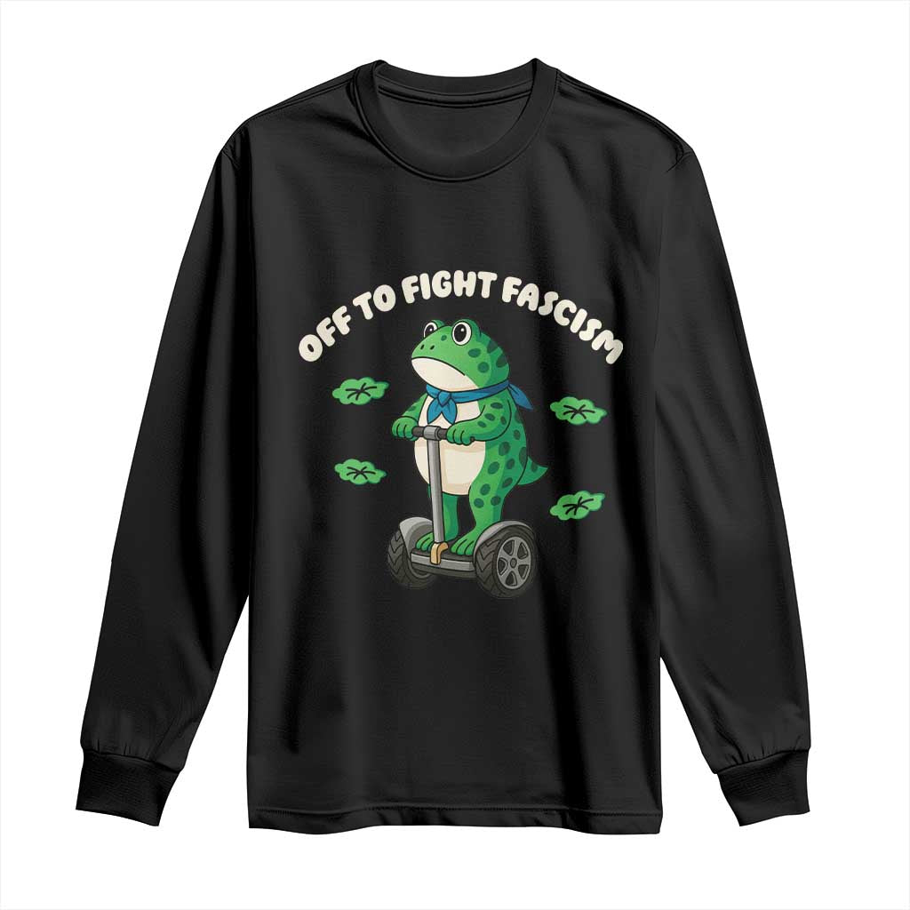Portland Frog Long Sleeve Shirt Off to Fight Fascism Inflatable Costume Protest - Wonder Print Shop