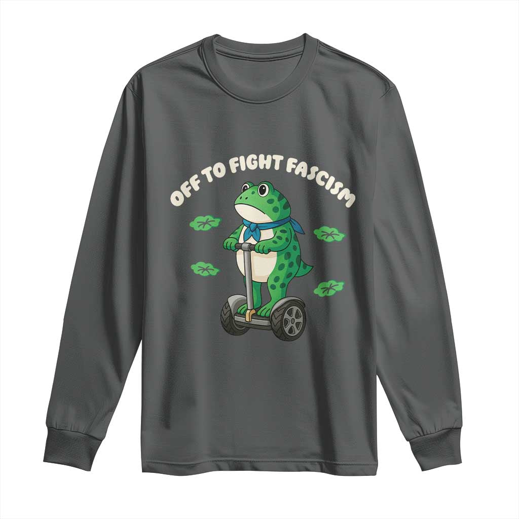 Portland Frog Long Sleeve Shirt Off to Fight Fascism Inflatable Costume Protest - Wonder Print Shop