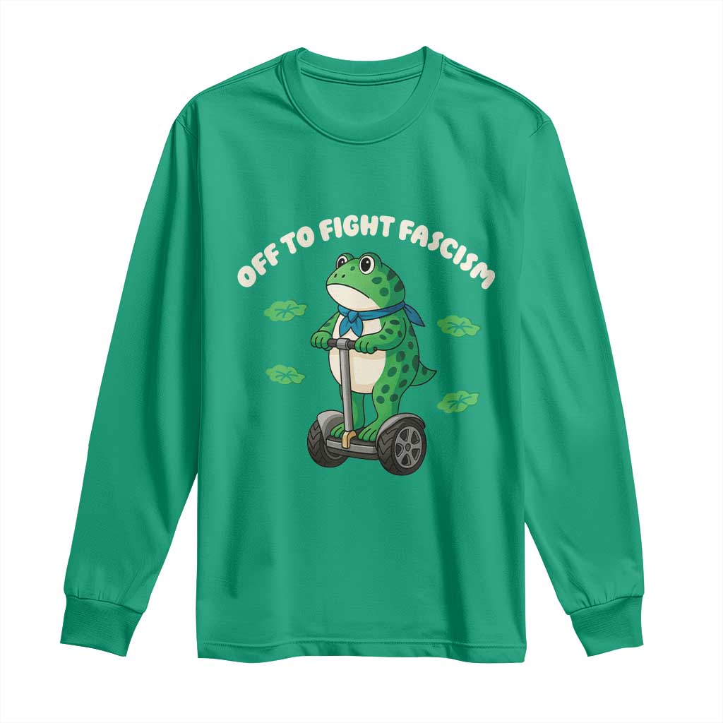 Portland Frog Long Sleeve Shirt Off to Fight Fascism Inflatable Costume Protest - Wonder Print Shop