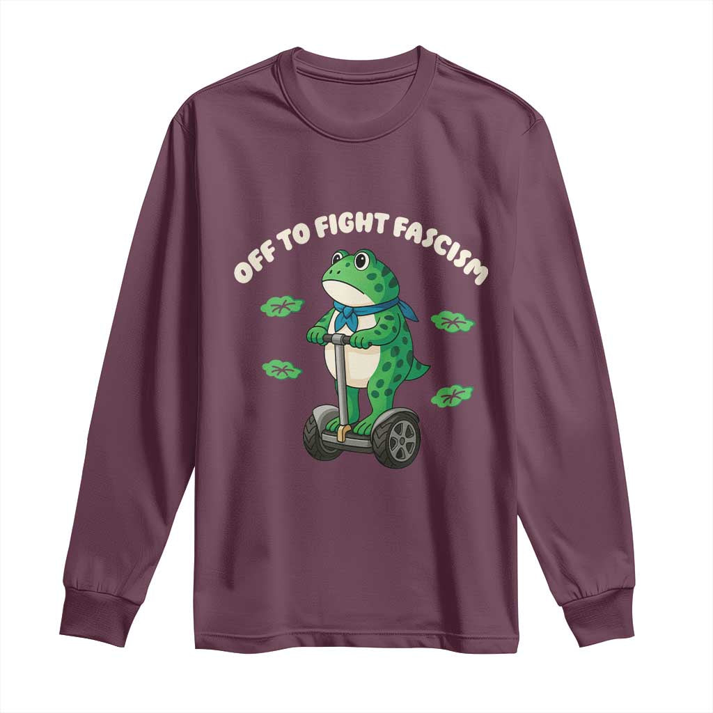 Portland Frog Long Sleeve Shirt Off to Fight Fascism Inflatable Costume Protest - Wonder Print Shop