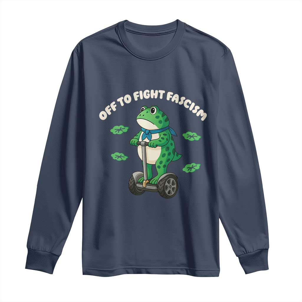 Portland Frog Long Sleeve Shirt Off to Fight Fascism Inflatable Costume Protest - Wonder Print Shop