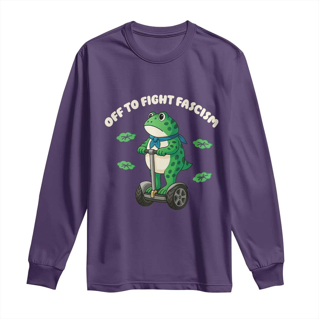 Portland Frog Long Sleeve Shirt Off to Fight Fascism Inflatable Costume Protest - Wonder Print Shop