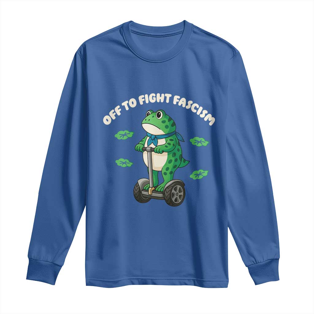 Portland Frog Long Sleeve Shirt Off to Fight Fascism Inflatable Costume Protest - Wonder Print Shop