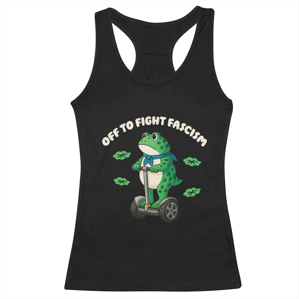 Portland Frog Racerback Tank Top Off to Fight Fascism Inflatable Costume Protest - Wonder Print Shop