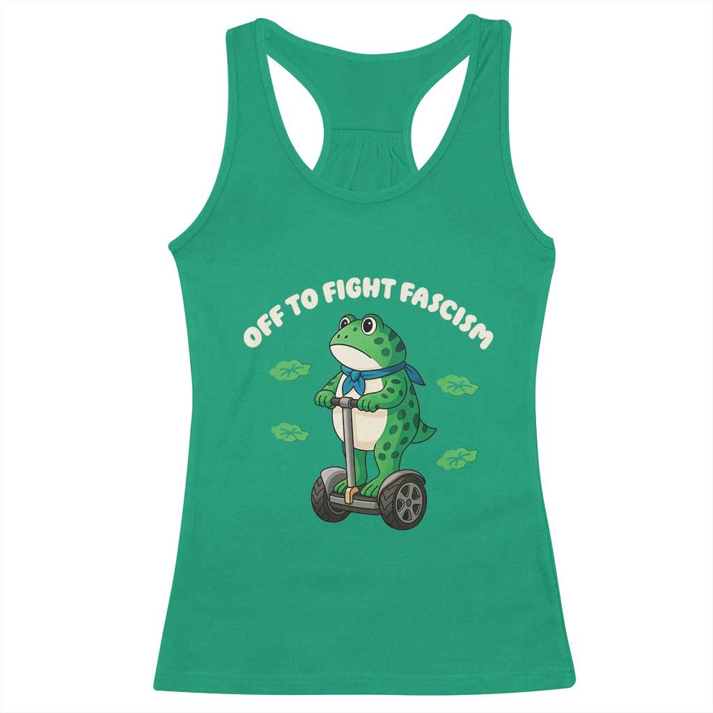 Portland Frog Racerback Tank Top Off to Fight Fascism Inflatable Costume Protest - Wonder Print Shop