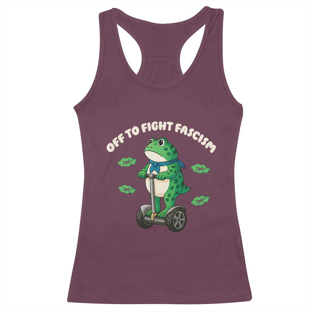 Portland Frog Racerback Tank Top Off to Fight Fascism Inflatable Costume Protest - Wonder Print Shop