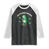 Portland Frog Raglan Shirt Off to Fight Fascism Inflatable Costume Protest - Wonder Print Shop