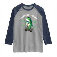 Portland Frog Raglan Shirt Off to Fight Fascism Inflatable Costume Protest - Wonder Print Shop