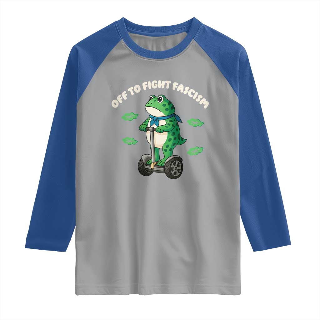 Portland Frog Raglan Shirt Off to Fight Fascism Inflatable Costume Protest - Wonder Print Shop