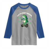 Portland Frog Raglan Shirt Off to Fight Fascism Inflatable Costume Protest - Wonder Print Shop