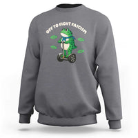 Portland Frog Sweatshirt Off to Fight Fascism Inflatable Costume Protest - Wonder Print Shop