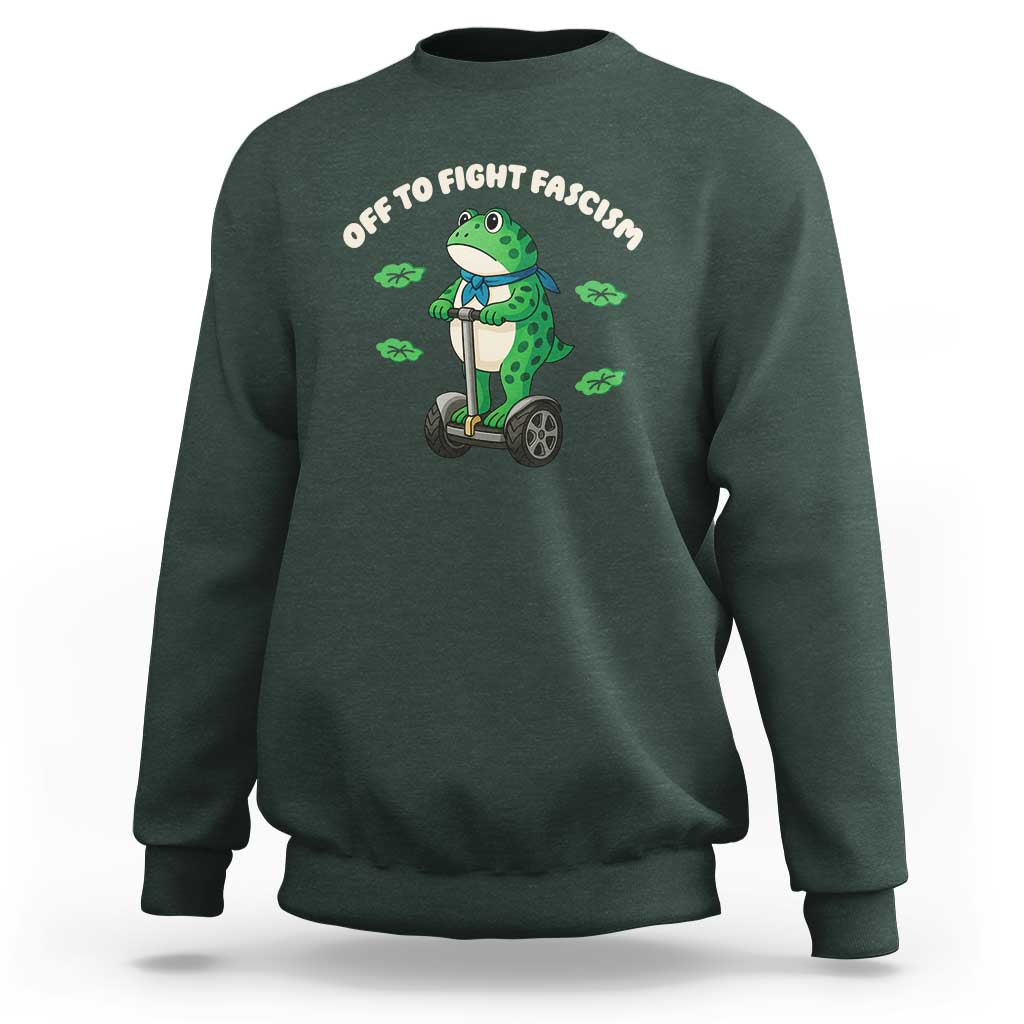Portland Frog Sweatshirt Off to Fight Fascism Inflatable Costume Protest - Wonder Print Shop