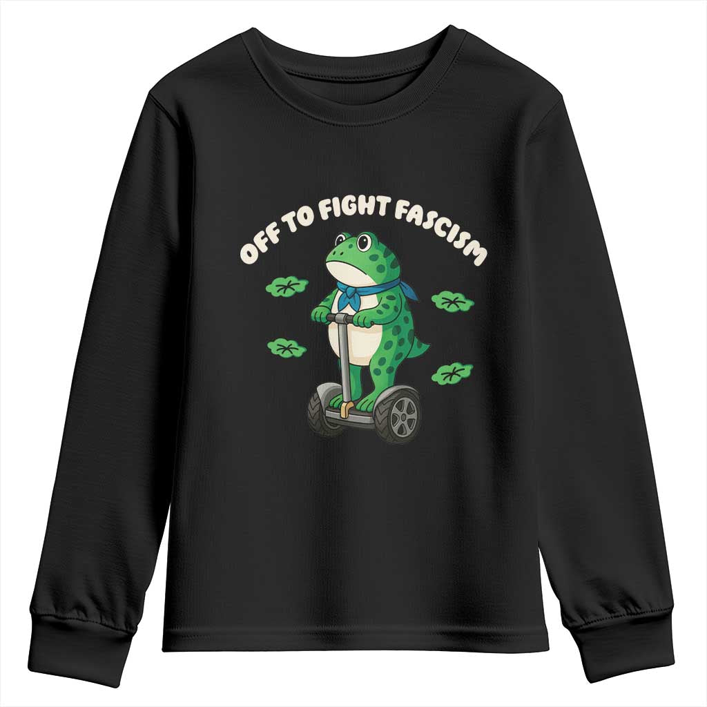 Portland Frog Youth Sweatshirt Off to Fight Fascism Inflatable Costume Protest - Wonder Print Shop