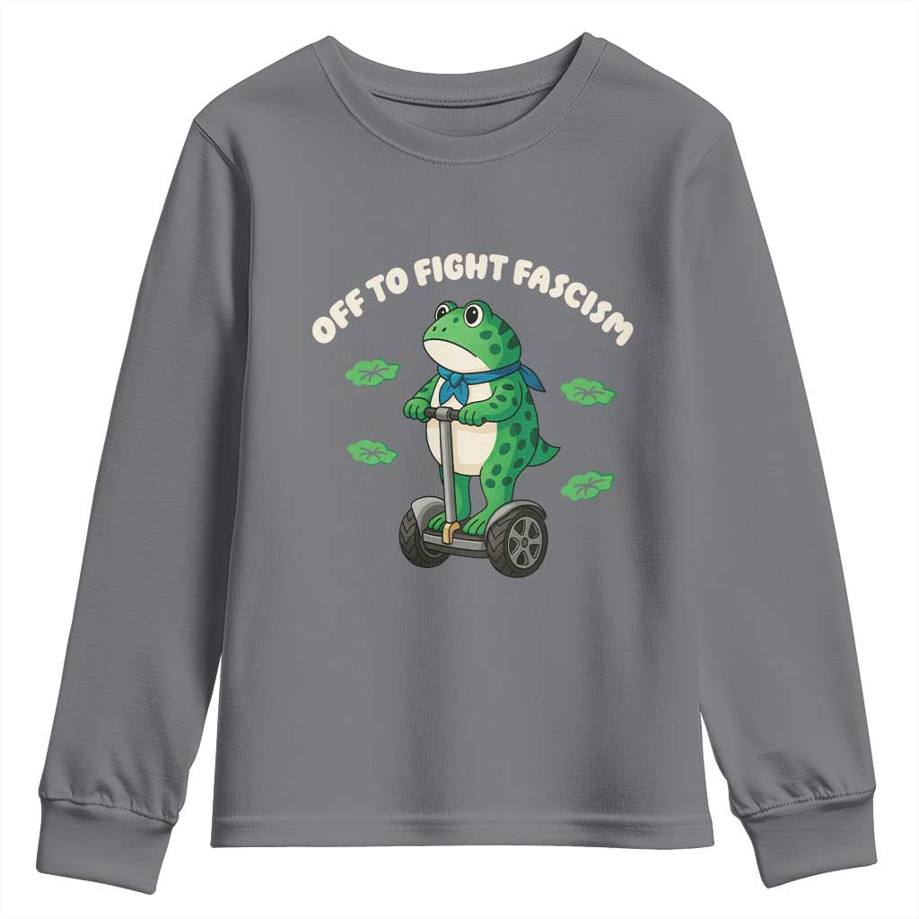 Portland Frog Youth Sweatshirt Off to Fight Fascism Inflatable Costume Protest - Wonder Print Shop