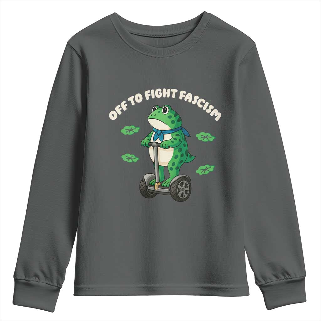 Portland Frog Youth Sweatshirt Off to Fight Fascism Inflatable Costume Protest - Wonder Print Shop